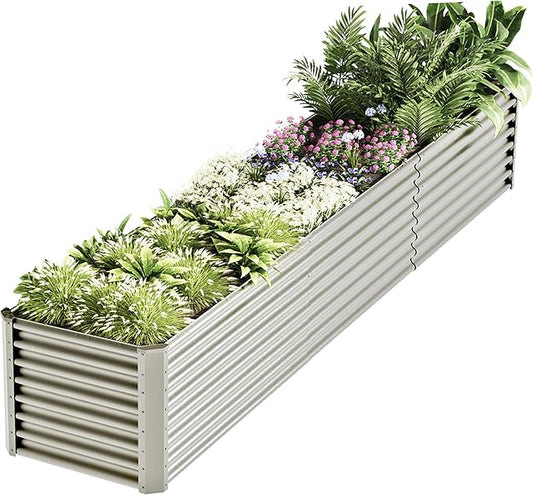 12x2x2ft Raised Garden Beds Outdoor Kit, Galvanized Planter Garden Boxes Outdoor, Metal Raised Garden Beds for Vegetables,Fruits,Herb,Flower,Silver