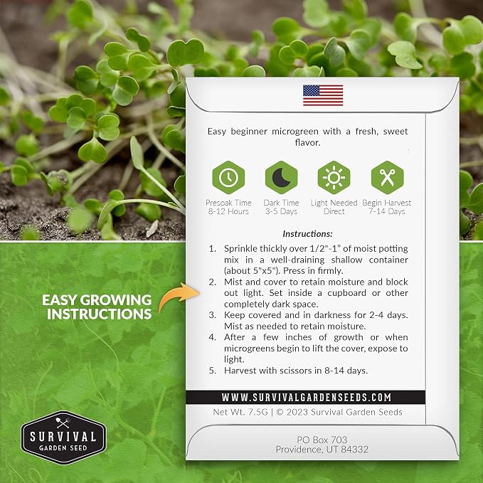 Lettuce Microgreen Seeds for Planting - Non-GMO Heirloom Lettuce Seeds to Grow Crisp, Tender Microgreens - Indoors or Hydroponic - Fast Germination, Mild Flavor - Survival Garden Seeds (2 Packs)