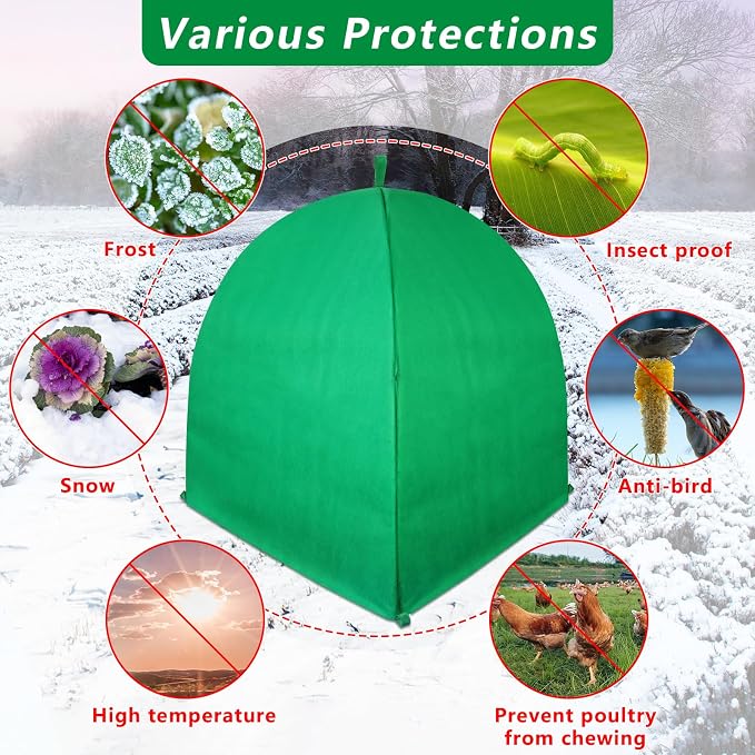 2 PACK Winter Plant Covers Freeze Protection Shrub Covers for Winter Frost Protection for Plants in Winter Warm Plant Tent Protecting Fruit Potted Plants Tree From Freezing Animals Eating (28x28x33)