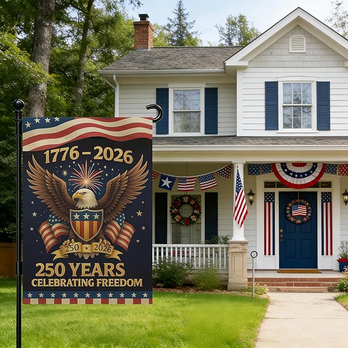 250 Anniversary Usa Garden Flags for Outside, 250 Anniversary USA Flag 1776-2026 Commemorative Patriotic Yard Sign Outdoor Banner Yard Sign 4th of July Decorations Double Sided Waterproof 250 Year American Flag 12x18 Inch