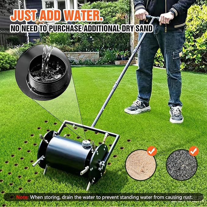 Double-Efficiency Rolling Lawn Aerator,Manual Yard Core Aerator Lawn Tool with Hollow Tines,Push Lawn Aerator Roller Core Plug Aerator,Grass Aeration Tool for Lawn Care Compacted Soil