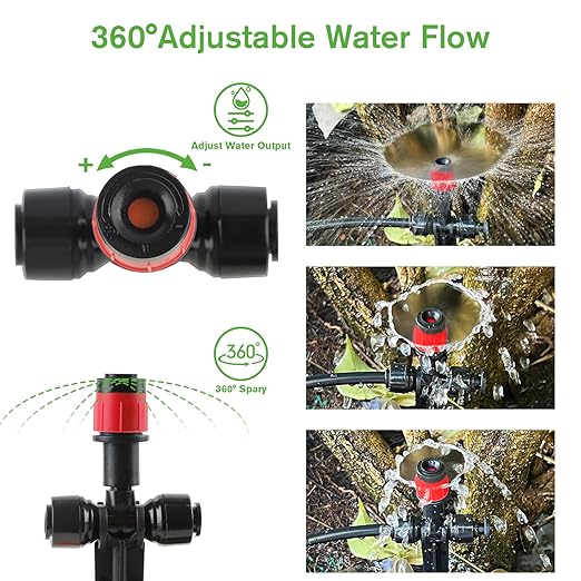 Kalolary Drip Irrigation Emitters, 30pcs Quick Connect Adjustable 360 Degree Water Emitters for for 1/4" Tubing, Durable Irrigation Drippers for Garden, Lawn, and Greenhouse Watering Systems(Red)