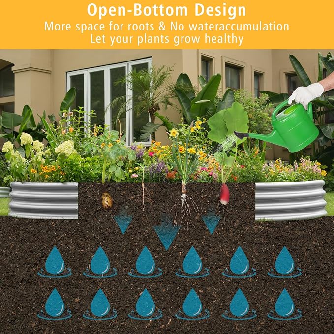Gardeal Garden Galvanized Raised Garden Bed Kit - Metal Planter Box for Vegetables/Herbs/Flowers, Heavy-Duty Steel Outdoor Planter with Reinforced Edges (4x2x1 FT)
