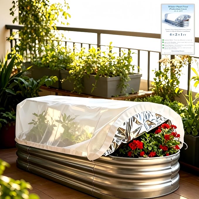 Plant Covers Freeze Protection, Rectangular Plant Cover for Winter, Frost Cloth Plant Freeze Protection for Outdoor Plants, Raised Garden Bed Cover,Winter Frost Blanket with Insulated Liner Drawstring