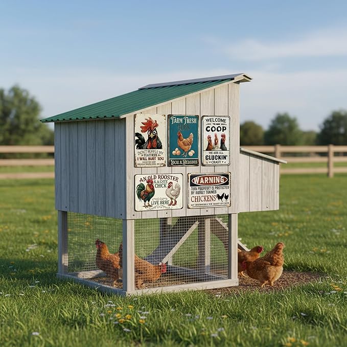 Vintage Metal Sign, Metal Wall Art, Funny Bar Signs, Motivational Positive Affirmations Wall Decor, Funny Tin Signs for Home Office School Gym & Locker Room 8x12 Inch (5 Pack Metal Signs Chicken Coop Signs)