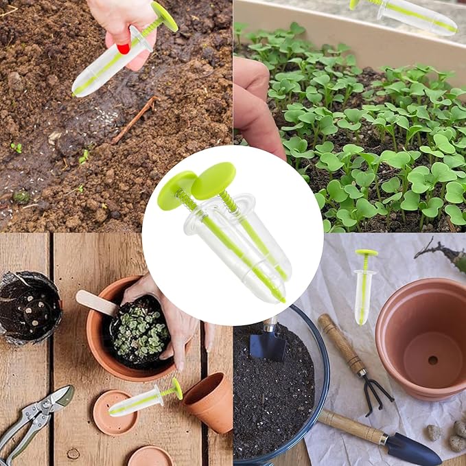2PCS Mini Sowing Seed Dispenser, Small Seed Spreader Handheld, Mini Garden Spreader for Grass, Spinach, Carrot and Lettuce Seeds (Green)