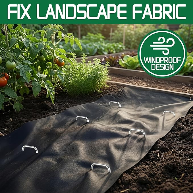 KLASIT Garden Stakes 5Inch-25Pack,Heavy Duty Galvanized Landscape Staples,Anti-Rust Ground Pins for Weed Barrier Fabric,Yard Lawn,Plant Cover,Tent and Landscaping Decoration