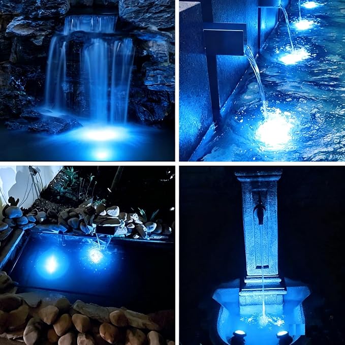 Submersible Pond Lights Colored Timer Weighted Fountain Lights | Underwater IP68 Waterproof Memory RGB Color Changing Dimmable Outdoor LED Spotlights, 6 Lights