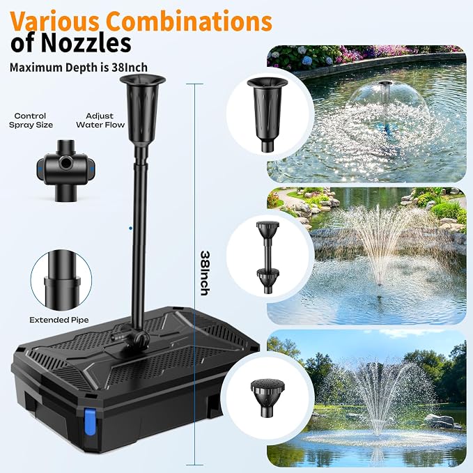 Antfraer 100W Solar Pond Filter with Water Pump, 1200GPH Solar Pond Filter with 3-Stage Filtration, Pond Filter Box with Filter Medias for Outdoor Ponds Fish Tank Waterfall Water Features