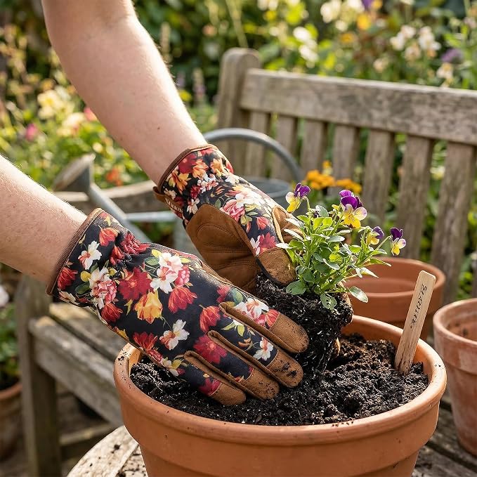 Leather-Gardening-Gloves for Women,Thorn-Proof Work-Gloves for Weeding,Digging,Planting,Pruning Yard garden Gloves