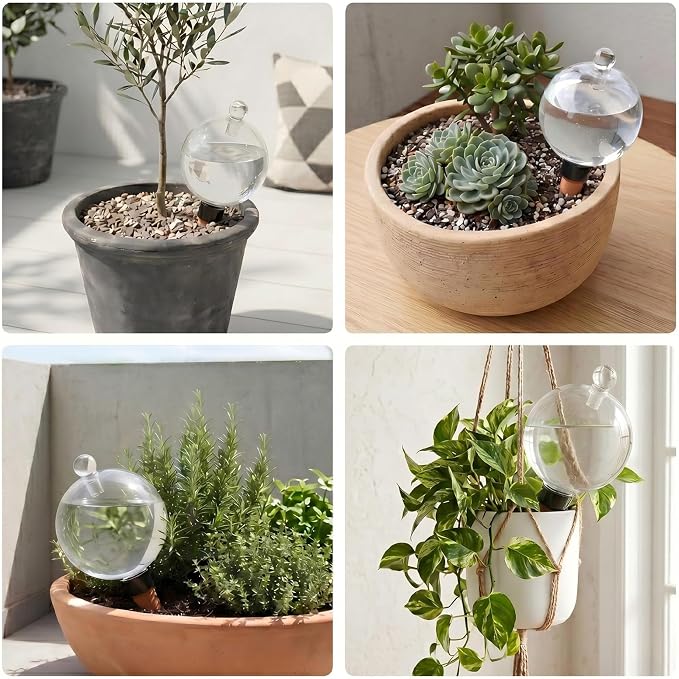 EX-Large Plant Watering Globes with Cover 26oz Top Fill Plastic Water Bulbs Self Watering Planter Inser, Slow Release Terracott, Plant Watering Devices for Plants, 4 Pack