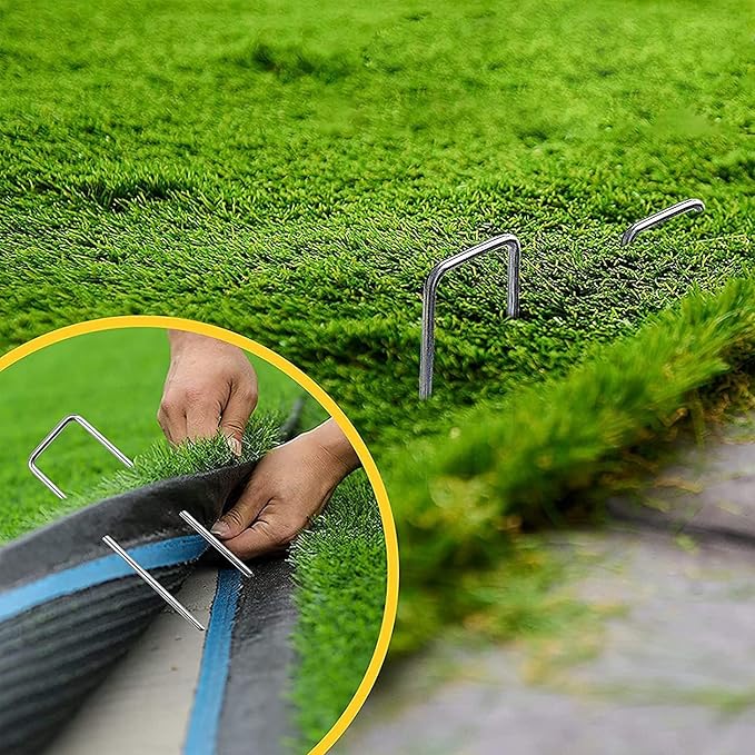Landscape Staples Galvanized Garden Stakes,4 inch 100pack 12 Gauge Heavy Duty Garden Pins for Fences, Lawns, Weed Barriers and Landscape Fabrics, Irrigation Hose,Yard Lawn, Landscape Fabric