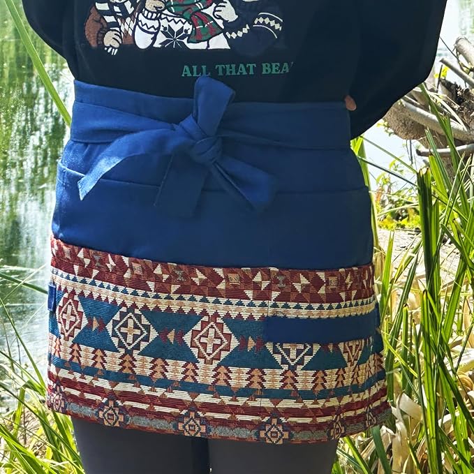 Garden Apron for Woman, Serve Apron Cute, Flora Half Apron with 8 Pockets, Valentines Gift for Mom Wife Girlfriend
