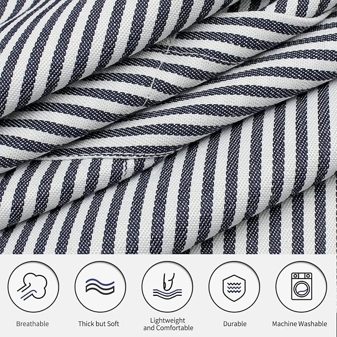 NLUS 2 Pack Cooking Aprons for Women with Pockets, Adjustable Kitchen Bib Aprons Chef Aprons for Women Men(Blue Pinstripes)