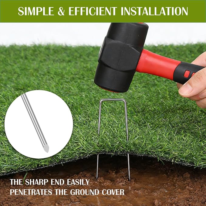 Whonline 560 Pack Landscape Staples 4 Inch, Galvanized Garden Stakes U-Shaped SOD Landscaping Fabric Pins Yard Ground Staples for Gardening Lawn Turf Securing Irrigation Pipe Hose Plant Cover Bulk