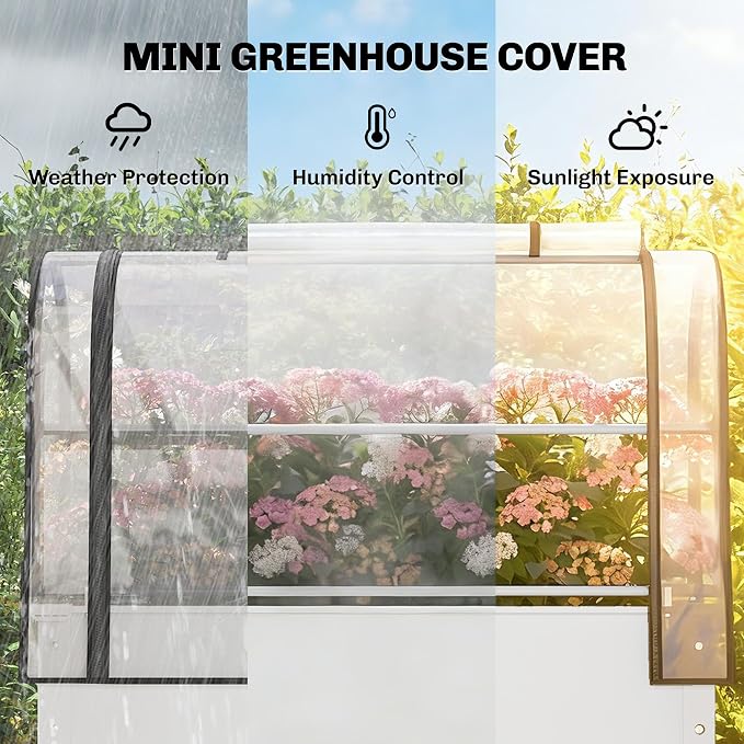 Outsunny Raised Garden Bed with Flip-Up Greenhouse Cover, Metal Elevated Garden Bed with Legs and Drainage Hole, Outdoor Raised Planter Box for Vegetables Herbs Flowers, 39.4" x 19.3" x 53.5", White