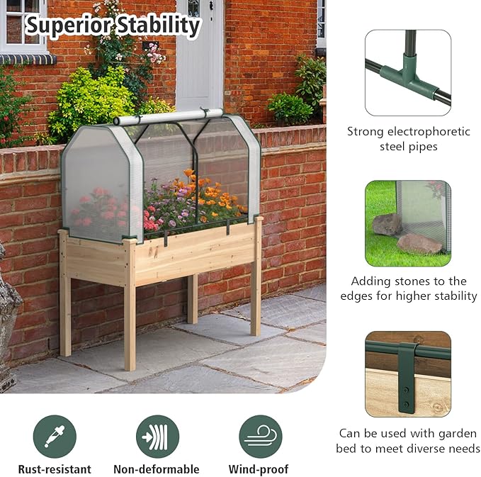 Giantex Mini Portable Greenhouse - for Raised Garden Bed, 47''x21.5''x24'' Outdoor Greenhouses with PE Cover, Roll-Up Zipper Door, Waterproof Plant Shelter for Garden Patio Lawn Vegetables & Flowers