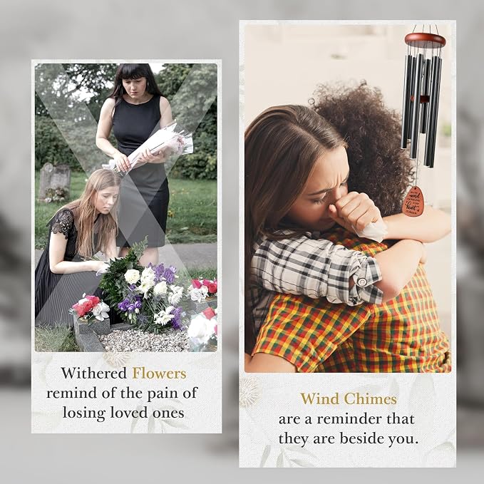 SteadStyle Sympathy Gifts for Loss of Loved One - Memorial Gifts Wind Chimes, Gifts for Who Loss of Dad, Mom, Brother, Friend, Sympathy Bereavement Gift Baskets Home Outdoor Garden Patio Decor (36 IN)
