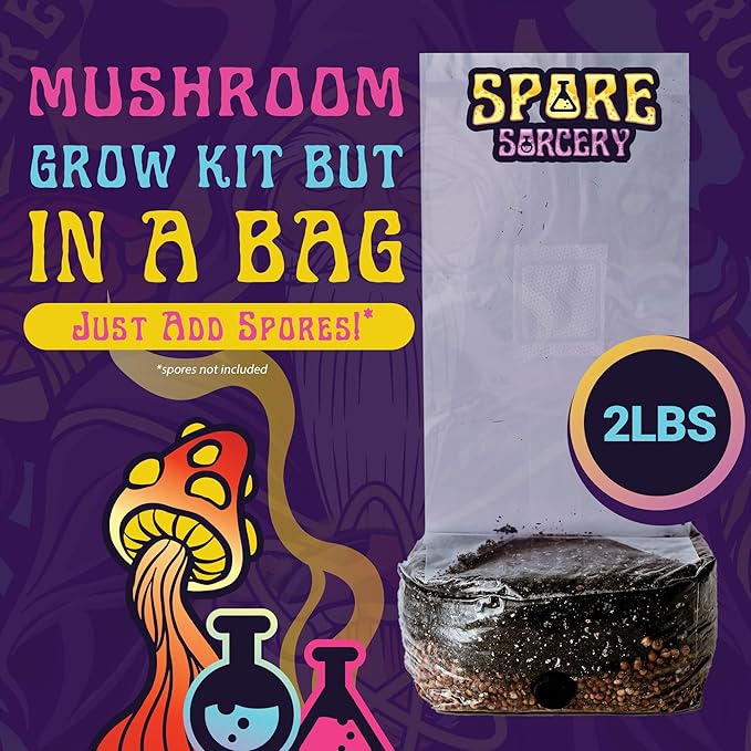 SPORE SORCERY 2 LB All-in-One Grow Bag: Up to 16oz of Mushrooms! Nutrient-Enhanced, Injection Port, Just Add Your Own Spores & Grow Like Magic