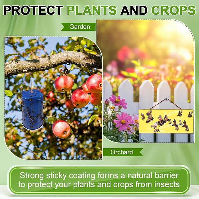 Qualirey 2 Pack Tangle Trap Sticky Coating with Brush, Insect Barrier Outdoor DIY Adhesive Traps Coating Lanternfly, Deerflies,for Gardens, Orchards and Around The Home to Protect Trees Plants (8 oz)