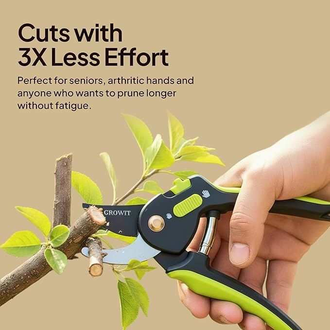 Bypass Pruning Shears, Garden Clippers - Cuts 3x Easier, Ideal for Seniors, Bonsai Cutters