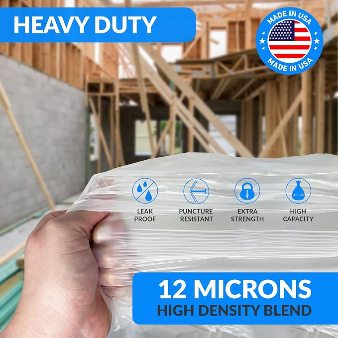 Reli. 40 to 45 Gallon Trash Bags Heavy Duty | 50 Trash Bags with Ties | Super Sizeable, Clear, Serious Garbage Cleanup