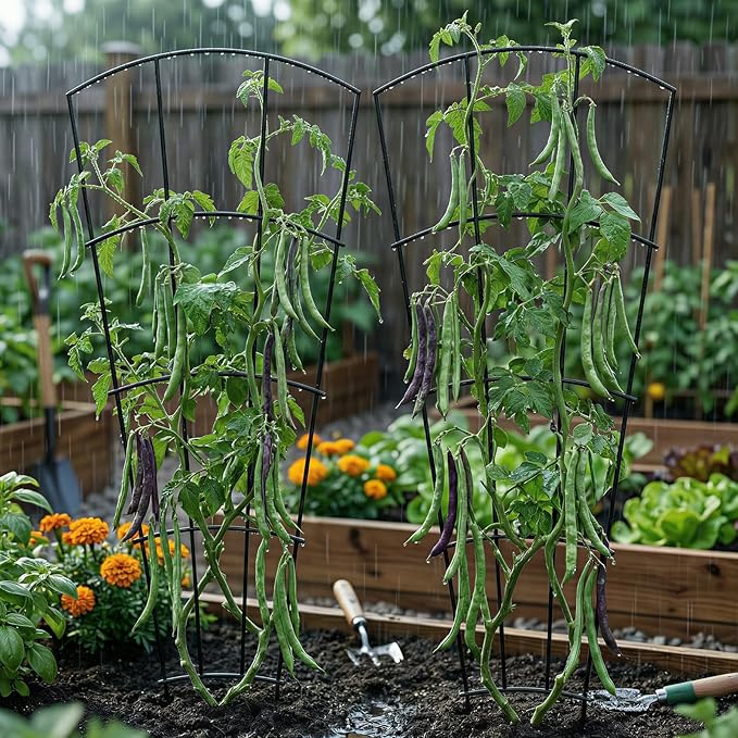 Thealyn 4 Pack 56" Metal Plant Trellis for Pots & Garden Beds, Rustproof Support for Indoor Outdoor Climbing Plants, Vines, Flowers, Fan Shaped, Black