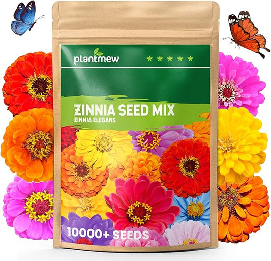 10000+ Zinnia Dahlia Seeds Flower Seeds for 2026 Planting, 2.82 Oz, 5 Varieties (Pink, Yellow, Orange, White, Purple), 80G Mixed Colors and Large Blooms, Open Pollinated - Bulk