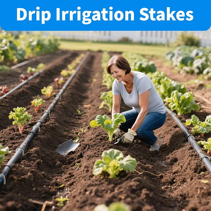MySit 6 Inch 24 Pack U Shaped Garden Stakes, Heavy Duty 11 Gauge Galvanized Drip Irrigation Stakes Landscape Staples for 1/2" to 1" Soaker Hose, Weed Barrier, Yard Decorations, Fencing