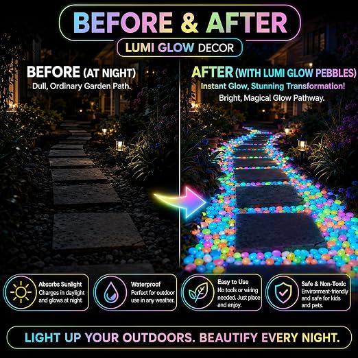 600Pcs Colorful Glow-in-the-Dark Garden Stones, Nighttime Guide, Glow-in-the-Dark Pebbles, Rainbow Glow-in-the-Dark Stepping Stones, Luminous Stones for Landscaping,walkways(Blue)