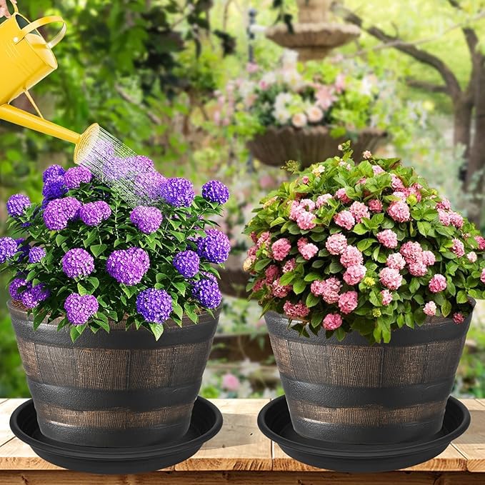 Large Plant Saucer 16 inch, 4 Pack Heavy Sturdy 17 inch Plastic Plant Tray for Planter, Flower Saucers for Indoors, Flower Pots Saucers, Plant Drainage Tray Round 14"/15"/16" (Black)