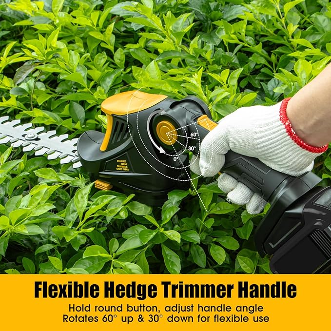 Hedge Trimmer Cordless for DEWALT 20V MAX Battery, 1200RPM Grass Trimmer Electric Hedge Trimmer, 2 in 1 Design, Perfect for Yard, Garden, and Lawn Care(Battery Not Included) (Yellow)