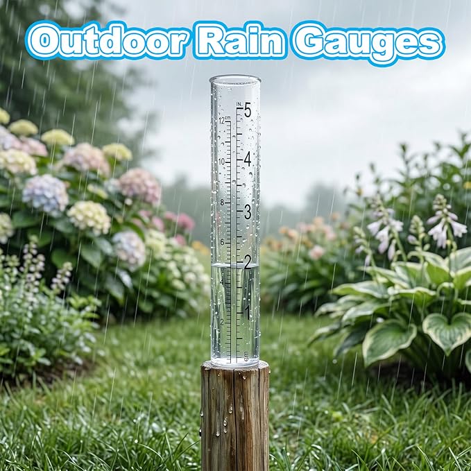 3 Pcs Rain Gauge Replacement Tube, 5 Inch Plastic Rain Gauges with Tube Brush for Yard Garden Outdoor Lawn Home