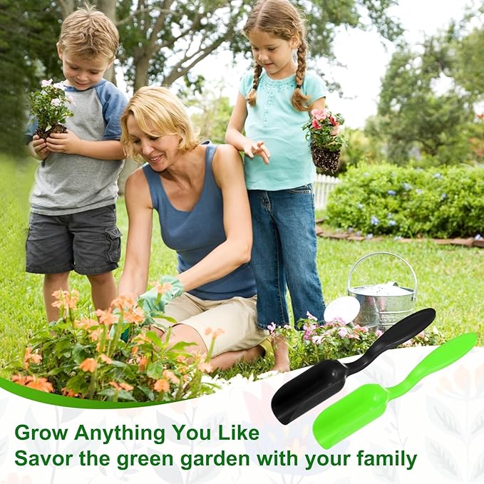 M METERXITY 20-Pack Mini Gardening Shovel Spoon, Plastic Garden Soil Scoops for Cultivation Digging Transplanting/Flower Planting/Plant Succulent, Colorful Small Gardening Tools [Black, Green]