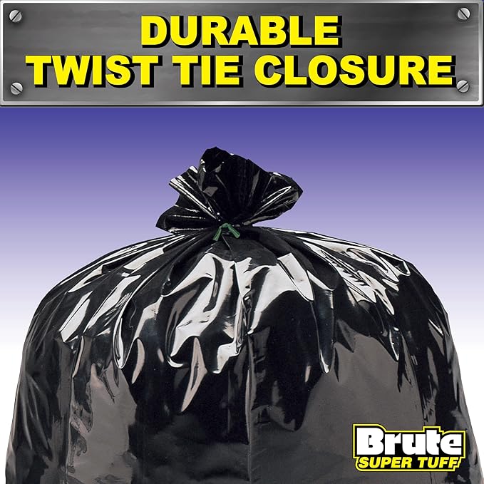 Brute Super Tuff Heavy Duty 2.0 MIL Contractor Bags, Large Trash Bags, Twist Tie Closure, Black, 42 Gallon, 20 Count (Pack of 4)