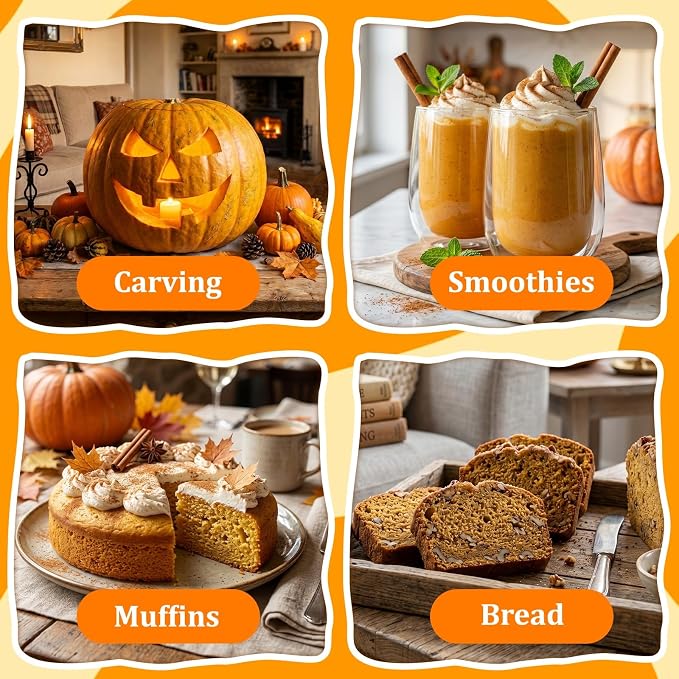 50+ Big Max Pumpkin Seeds for Planting - Giant Pumpkin Seeds, Large Carving Pumpkin Variety for Halloween Jack O Lantern, Fall Display & Garden Growing, Pack Includes QR Code Planting Guide