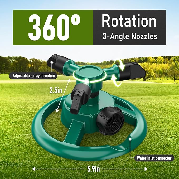 Sprinklers for Yard, Lawn & Garden Sprinkler Automatic 360 Rotating for Large Area Coverage, Grass Water Sprinkler for Water Fun-2PCS