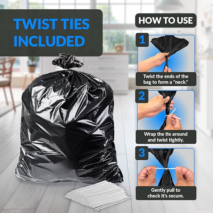 Reli. 55-60 Gallon Trash Bags Heavy Duty | 150 Trash Bags with Ties | Super Sizeable, Black, Serious Garbage Cleanup