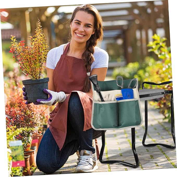 Garden Kneeler Tool Bag Large 600D Durable Organizer with Multiple Pockets Lightweight Foldable Pouch for Easy Storage of Gardening Tools 12.59X12.20X0.11In