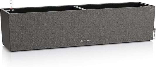 BALCONERA Stone 80 Graphite Black, Self-Watering Window Box (Railing Planter), H7.5 L31.1 W7.5 in