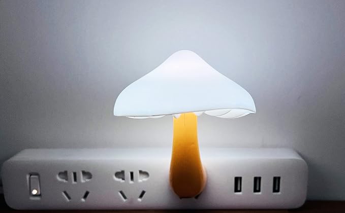 Night Lights Plug into Wall - Sensor LED Mushroom Light, Cute Energy Saving Mushroom Lamp for Adults Kids Living Room Bedroom Kitchen, Bathroom Toilet, Stairs, Hallway Corridor, Gift Ideal, Warm White