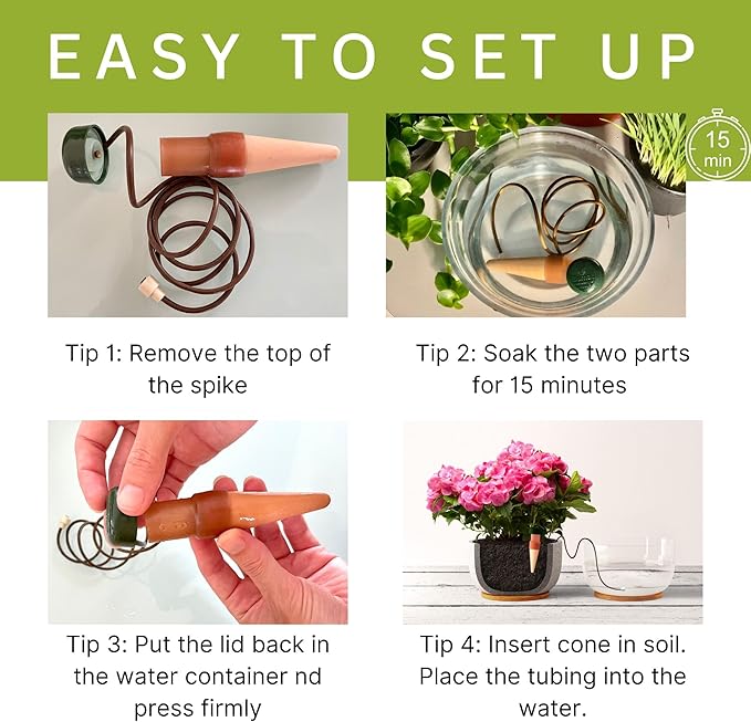 Blumat Classic Self-Watering Stakes - Automatic Drip Irrigation System for Indoor Plant Watering & Outdoor - Water Drip Solution for Potted Plants - Slow Release Stakes, 9 Pack, wo Adapter