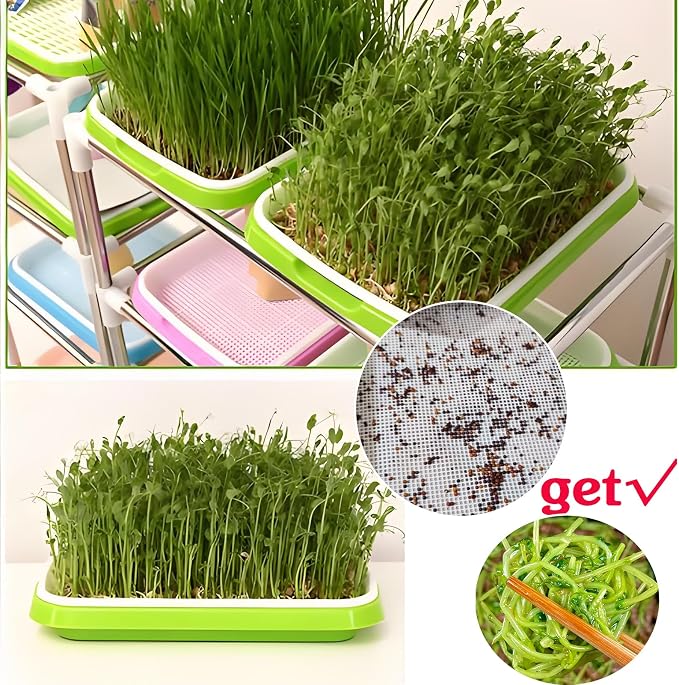 4 Pcs Seed Sprouting Mesh, Reusable Hydroponic Germination Pads for Microgreens Growing, 7.9" x 11.8" Silicone Seed Sprouting Mats, Trays NOT Included