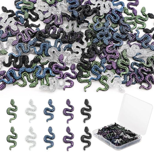 120Pcs Mini Resin Snakes, Miniature Halloween Tiny Snakes for Crafts, Micro Resin Animals Figurines for DIY Fairy Garden Dollhouse Micro Landscaping Decoration