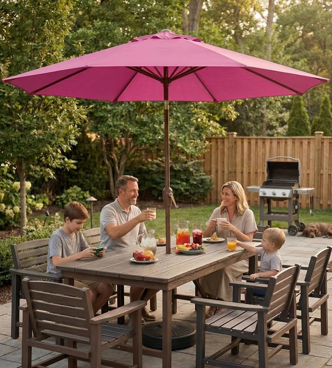 10FT Patio Umbrella, Outdoor Umbrella with Push Button Tilt and Crank, 8 Sturdy Ribs, UV Protection & Waterproof Market Umbrella for Pool, Backyard, Beach,Deck