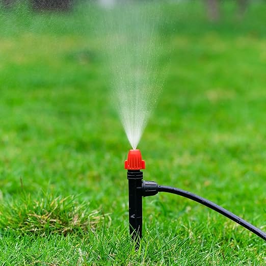 360° Adjustable Drip Spray Emitters for 1/4" Tubing, 30pcs | Lock Barb Parts, with Stake