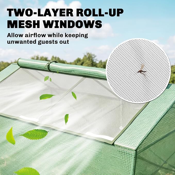 Outsunny 71" x 36" x 28" Mini Greenhouse Portable Hot House for Plants with Large Zipper Windows for Outdoor, Indoor, Garden, Green