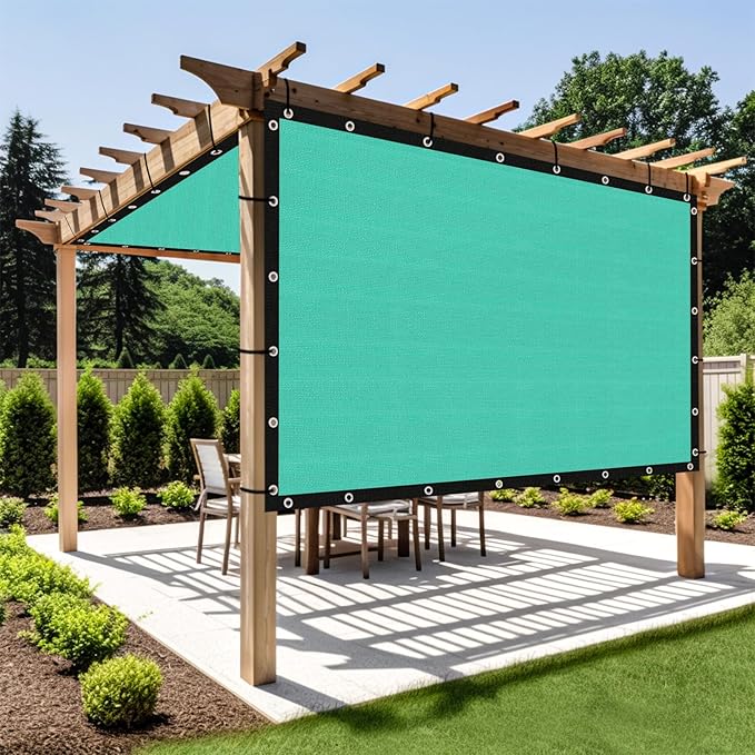 Shade&Beyond Customized Size 90% Sun Shade Cloth with Grommets, 4' X 7' Pergola Shade Cover Canopy, Mesh Tarp Sun Screens for Patio, Outdoor, Garden, Backyard GN01, Turquoise