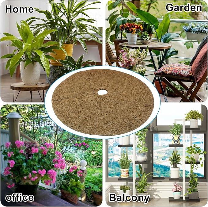 10Pcs 11.8 Inch Coconut Fiber Mulch Ring Tree Plant Protector Mat, Coco Coir Tree Protection Ring Mats for Indoor, Outdoor