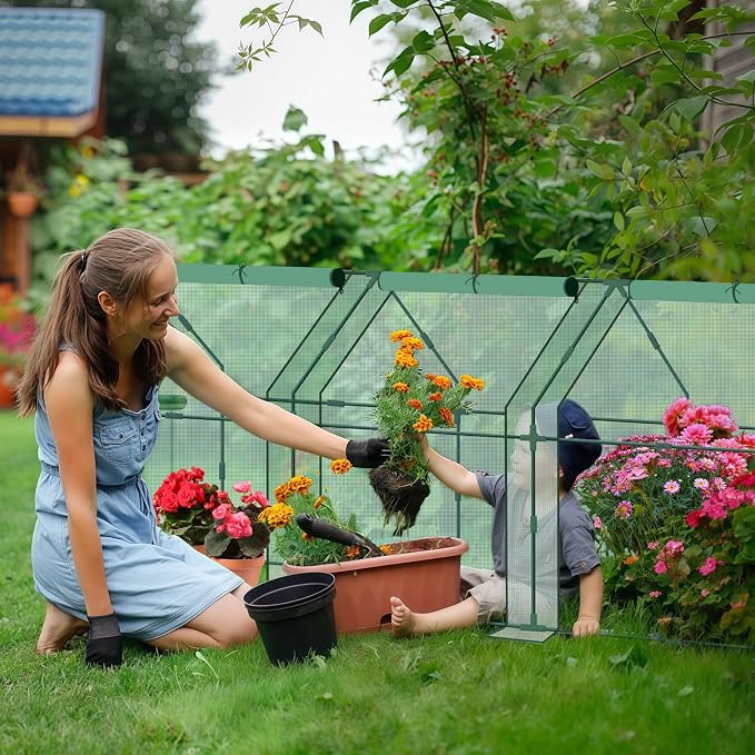 Mini Greenhouse for Outdoor,Portable Small Tunnel Greenhouses for Outdoors with Roll up Zipper Door for Protecting Plant (PE, 95" x 36" x 36")